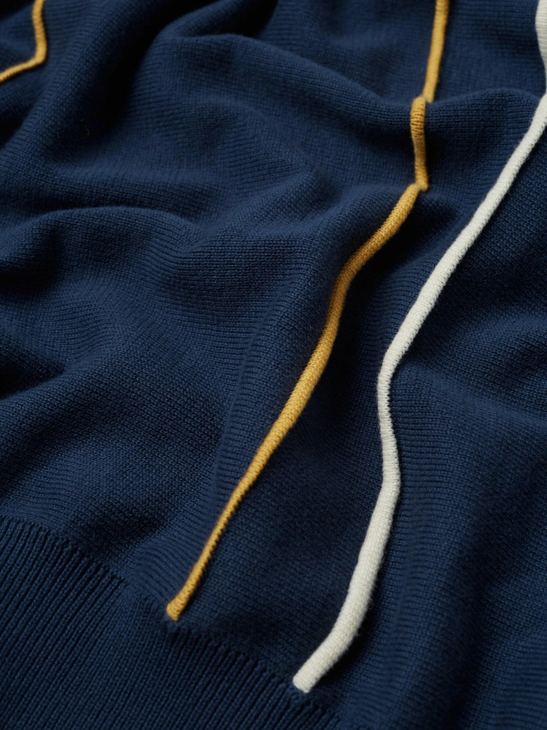 Minimal Mod Knit Striped Polo - Blue Denim 7 Minimal Mod Knit Striped Polo - Blue Denim - Image 7