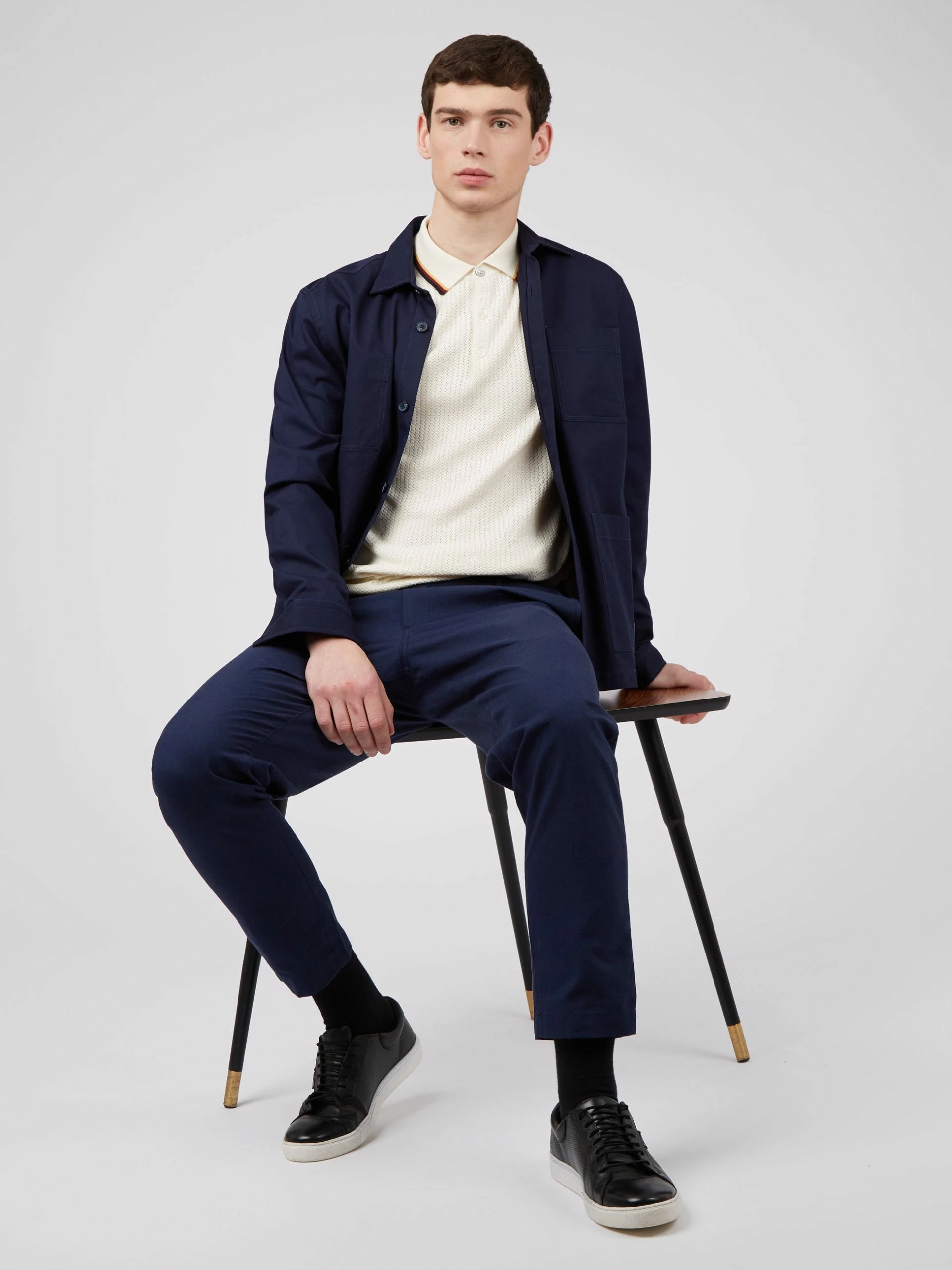 Textured Lightweight Knit Polo - Ivory 7 Textured Lightweight Knit Polo - Ivory - Image 7