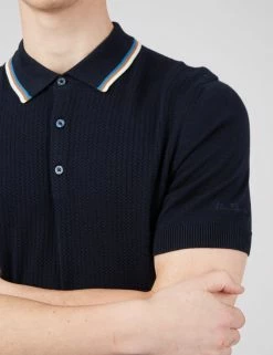 Textured Lightweight Knit Polo - Dark Navy -clothing Shop 0066863 025 D scaled