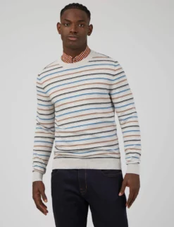 Fine Stripe Long-Sleeve Crew Neck - Ivory
