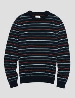 Fine Stripe Long-Sleeve Crew Neck - Dark Navy -clothing Shop 0066868 025 D scaled