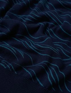 Wave Print Knit Polo - Marine -clothing Shop 0066869 035 F scaled
