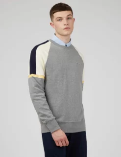 Color Block Crewneck Sweatshirt - Steel -clothing Shop 0066892 017 A scaled