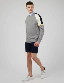 Color Block Crewneck Sweatshirt - Steel -clothing Shop 0066892 017 B scaled