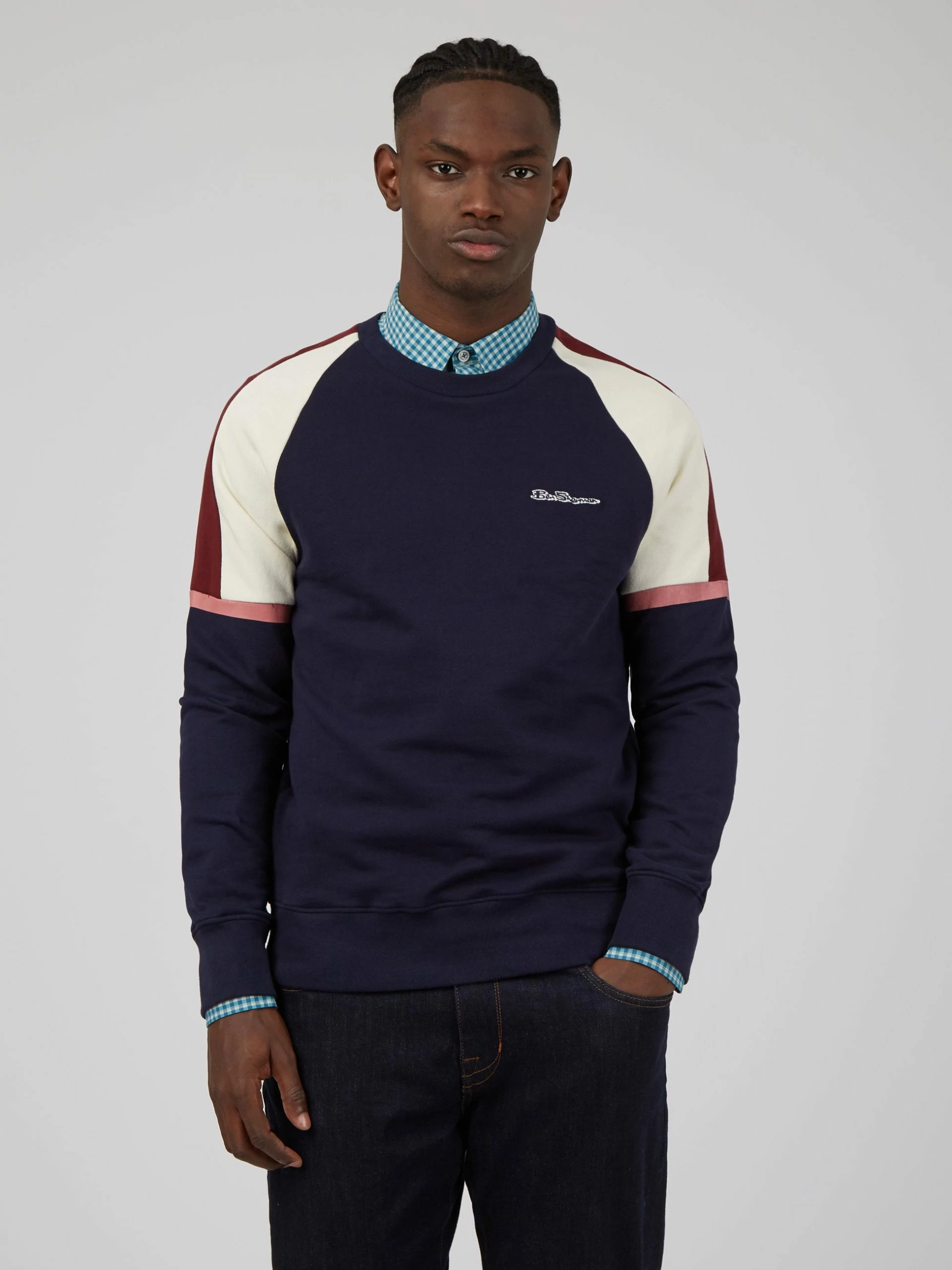 Color Block Crewneck Sweatshirt - Marine 2 Color Block Crewneck Sweatshirt - Marine - Image 2