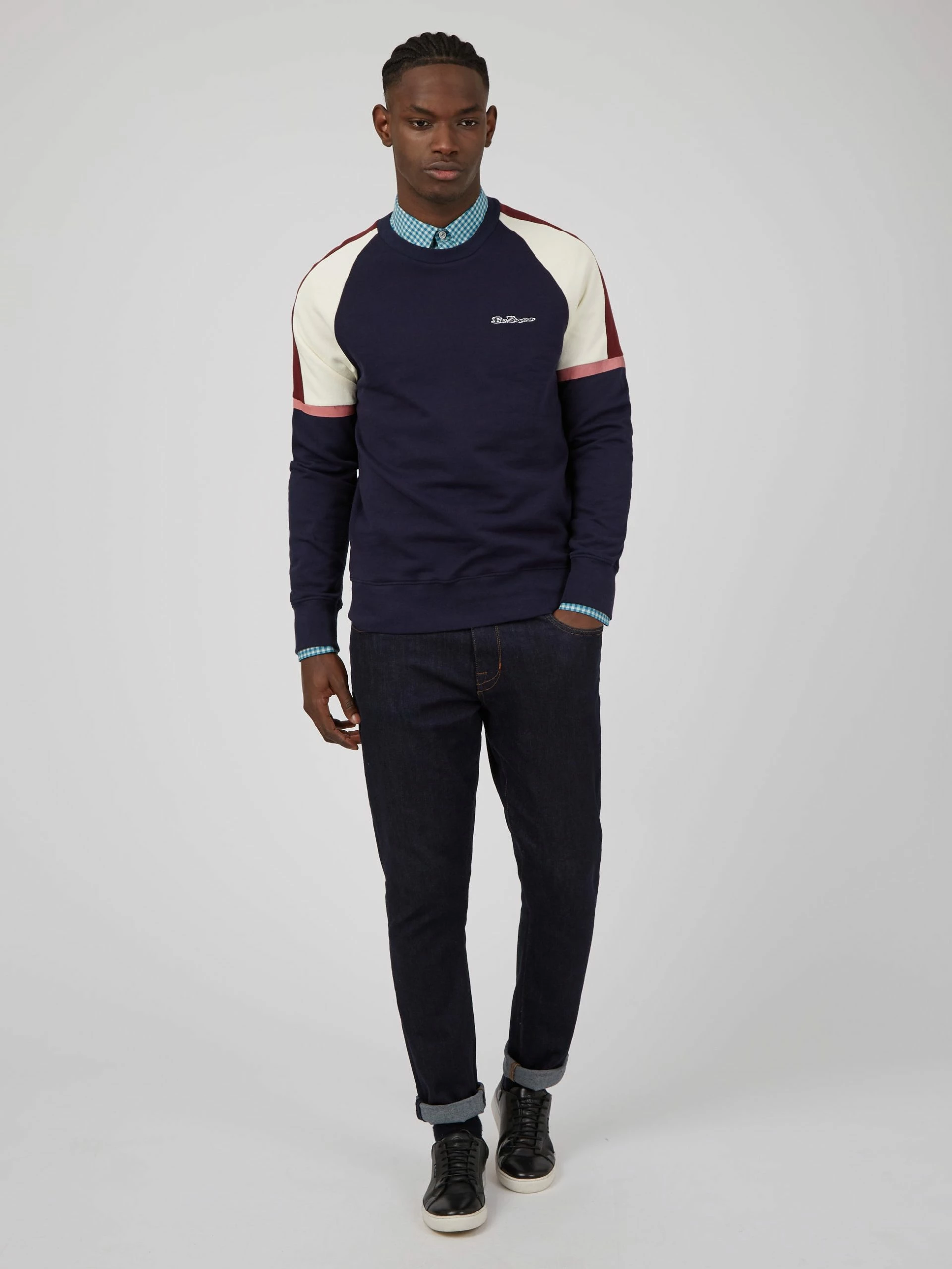 Color Block Crewneck Sweatshirt - Marine 5 Color Block Crewneck Sweatshirt - Marine - Image 5