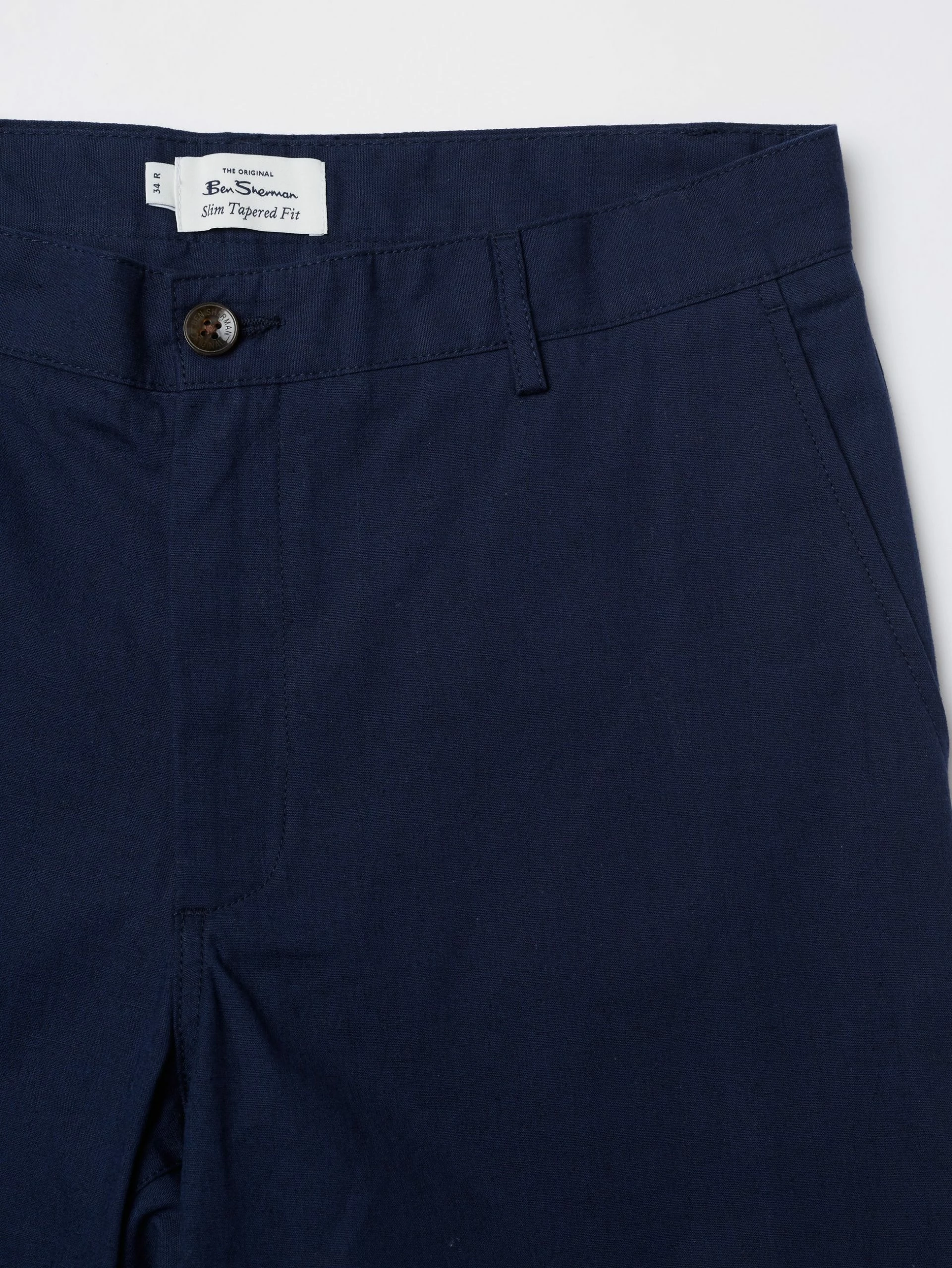 Linen Blend Slim Taper Trouser - Marine 5 Linen Blend Slim Taper Trouser - Marine - Image 5