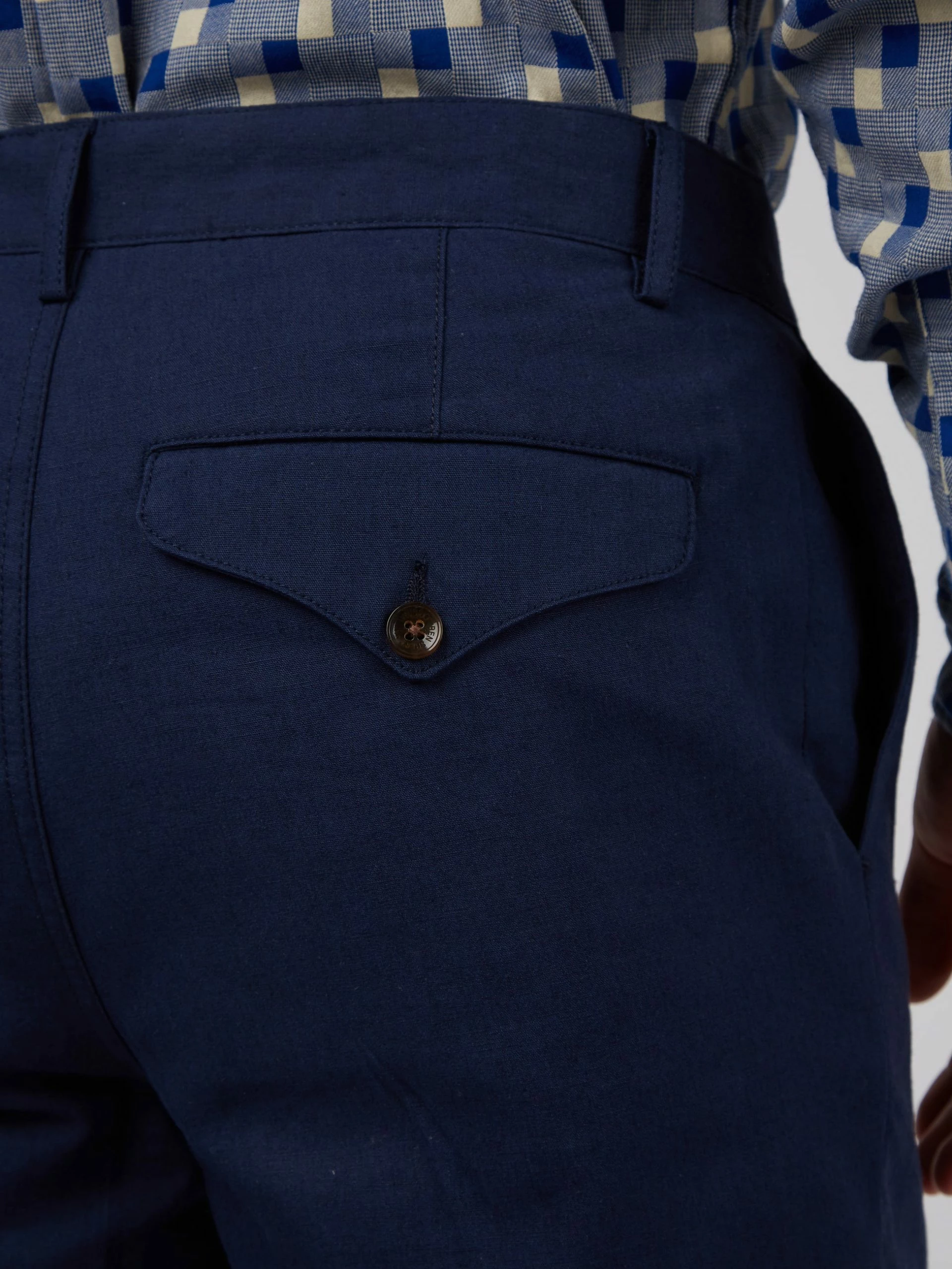 Linen Blend Slim Taper Trouser - Marine 7 Linen Blend Slim Taper Trouser - Marine - Image 7