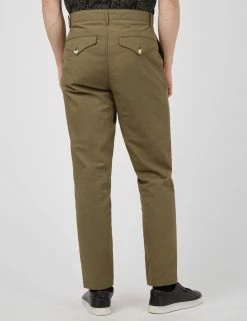 Linen Blend Slim Taper Trouser - Dark Khaki -clothing Shop 0067208 darkkhaki C scaled