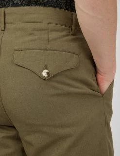 Linen Blend Slim Taper Trouser - Dark Khaki -clothing Shop 0067208 darkkhaki D scaled