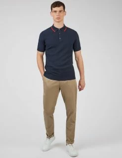 Textured Knit Contrast Tip Polo - Navy -clothing Shop 0067849 025 B scaled