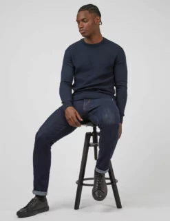 Textured Knit Crewneck Sweater - Navy -clothing Shop 0067850 025 B scaled