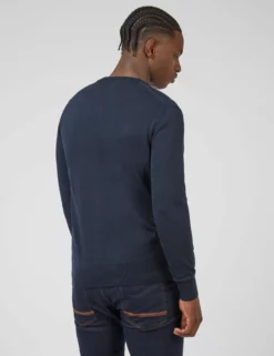Textured Knit Crewneck Sweater - Navy -clothing Shop 0067850 025 C scaled