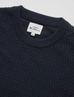 Textured Knit Crewneck Sweater - Navy -clothing Shop 0067850 025 F scaled