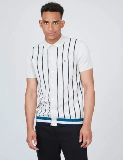 B By Ben Sherman Striped Button-Down Knit Polo -clothing Shop 0067852 015 A scaled