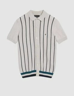 B By Ben Sherman Striped Button-Down Knit Polo -clothing Shop 0067852 015 F