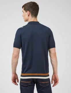 B By Ben Sherman Striped Button-Down Knit Polo - Navy -clothing Shop 0067852 025 C scaled