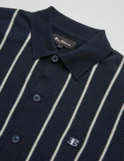 B By Ben Sherman Striped Button-Down Knit Polo - Navy -clothing Shop 0067852 025 F a31576b4 ca3d 4dd4 aec8 b6c5972bcb24 scaled