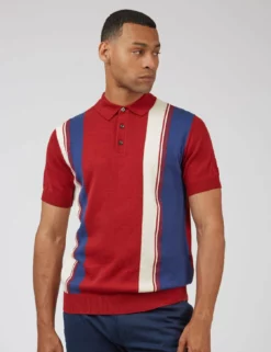 Signature Mod Knit Colorblock Polo - Red -clothing Shop 0067853 550 A