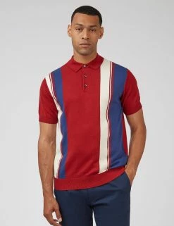 Signature Mod Knit Colorblock Polo - Red