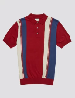 Signature Mod Knit Colorblock Polo - Red -clothing Shop 0067853 550 D