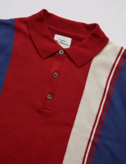 Signature Mod Knit Colorblock Polo - Red -clothing Shop 0067853 550 F 1