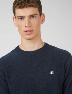 B By Ben Sherman Towelling Crewneck Sweater - Navy