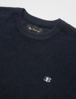 B By Ben Sherman Towelling Crewneck Sweater - Navy -clothing Shop 0067856 025 F scaled