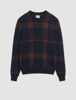 Jacquard Check Crewneck Sweater - Navy -clothing Shop 0067858 025 F e314e71a b018 4866 848c c8daae7854c6