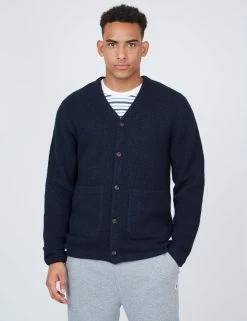 B By Ben Sherman Textured Knit Cardigan - Navy -clothing Shop 0067860 025 A