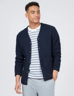 B By Ben Sherman Textured Knit Cardigan - Navy