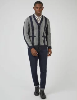 Chunky Knit Jacquard Stripe Cardigan -clothing Shop 0067861 025 B scaled