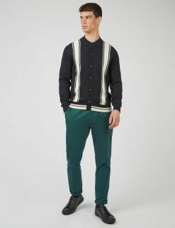 Mod Striped Long-Sleeve Knit Polo - Black -clothing Shop 0067862 290 B scaled