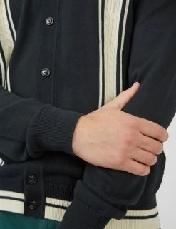 Mod Striped Long-Sleeve Knit Polo - Black -clothing Shop 0067862 290 F scaled