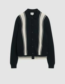 Mod Striped Long-Sleeve Knit Polo - Black -clothing Shop 0067862 290 F 355e3381 2622 4c11 8ad2 3d09abc3a49d