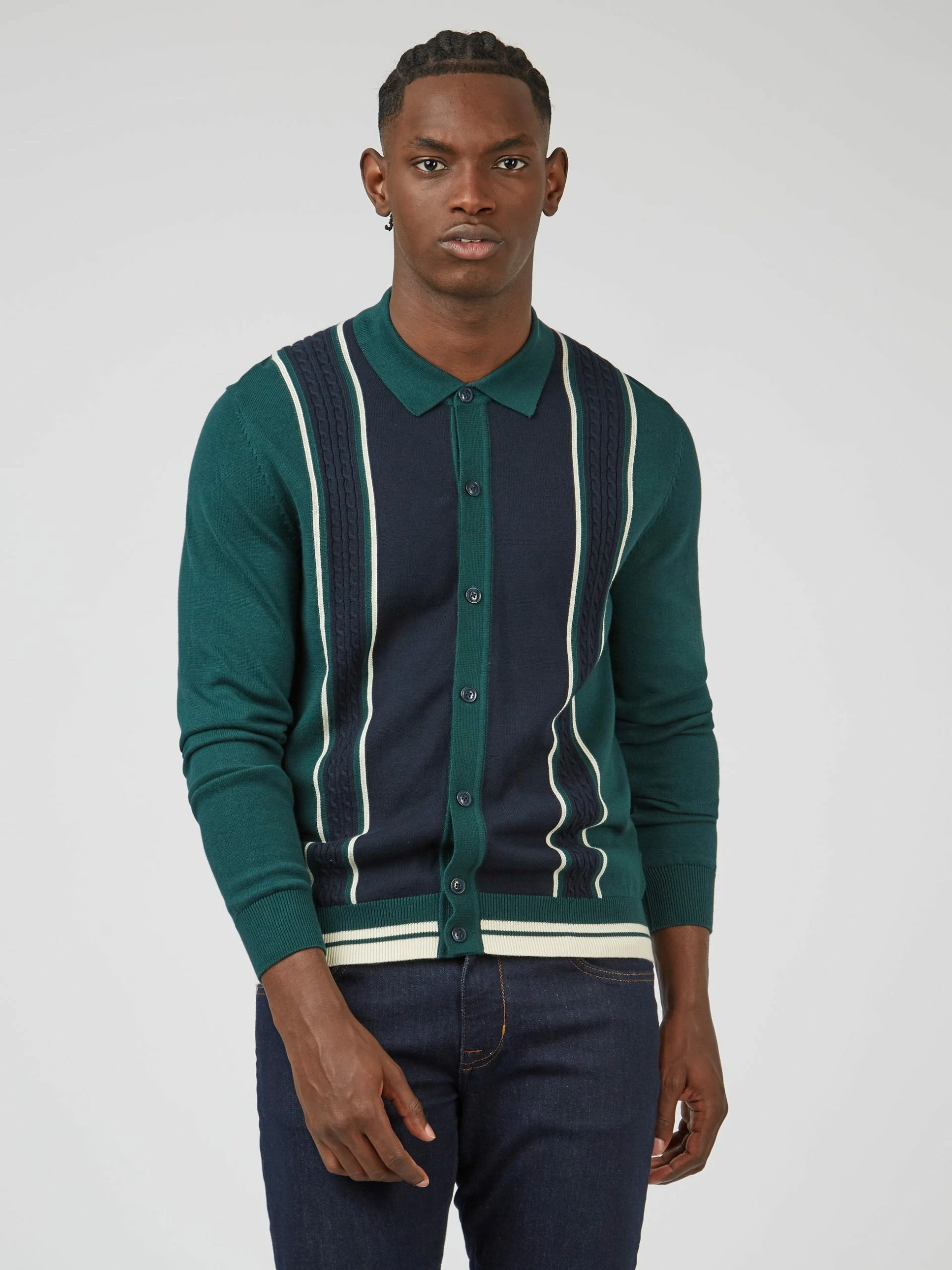 Mod Striped Long-Sleeve Knit Polo 3 Mod Striped Long-Sleeve Knit Polo - Image 3