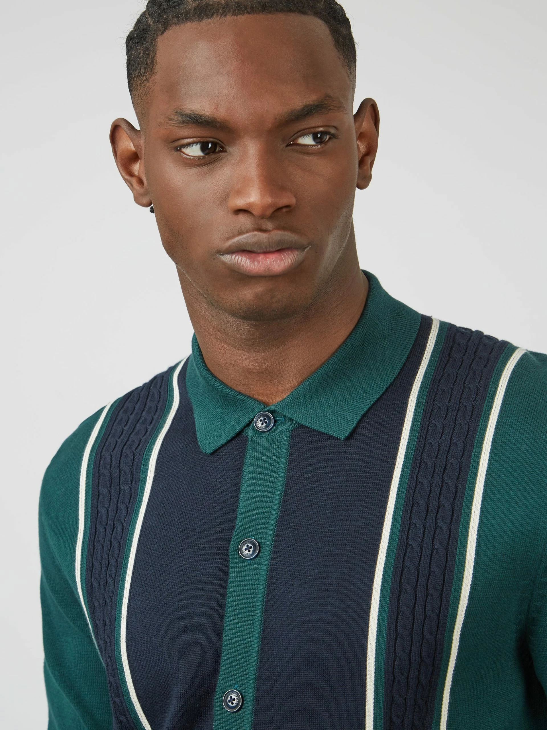 Mod Striped Long-Sleeve Knit Polo 5 Mod Striped Long-Sleeve Knit Polo - Image 5
