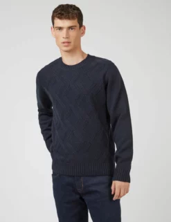 Chunky Cable-Knit Crewneck Sweater - Navy -clothing Shop 0067863 025 A scaled