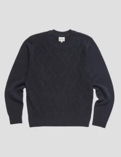Chunky Cable-Knit Crewneck Sweater - Navy -clothing Shop 0067863 025 D scaled