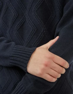 Chunky Cable-Knit Crewneck Sweater - Navy -clothing Shop 0067863 025 H scaled