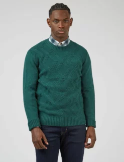 Chunky Cable-Knit Crewneck Sweater - Ocean Green -clothing Shop 0067863 700 A scaled