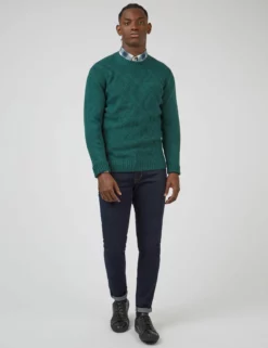 Chunky Cable-Knit Crewneck Sweater - Ocean Green -clothing Shop 0067863 700 B scaled