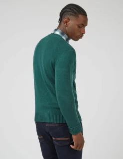 Chunky Cable-Knit Crewneck Sweater - Ocean Green -clothing Shop 0067863 700 C scaled