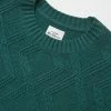 Chunky Cable-Knit Crewneck Sweater - Ocean Green