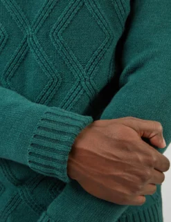 Chunky Cable-Knit Crewneck Sweater - Ocean Green -clothing Shop 0067863 700 H scaled