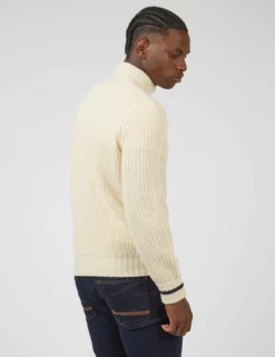 Chunky Roll-Neck Striped Sweater - Ivory -clothing Shop 0067864 015 C scaled