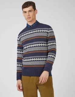 B By Ben Sherman Fair Isle Chunky Knit Sweater