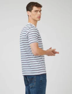 B By Ben Sherman Jersey Striped Tee - White -clothing Shop 0067876 010 C scaled