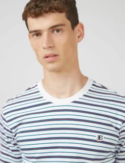 B By Ben Sherman Jersey Striped Tee - White -clothing Shop 0067876 010 E scaled