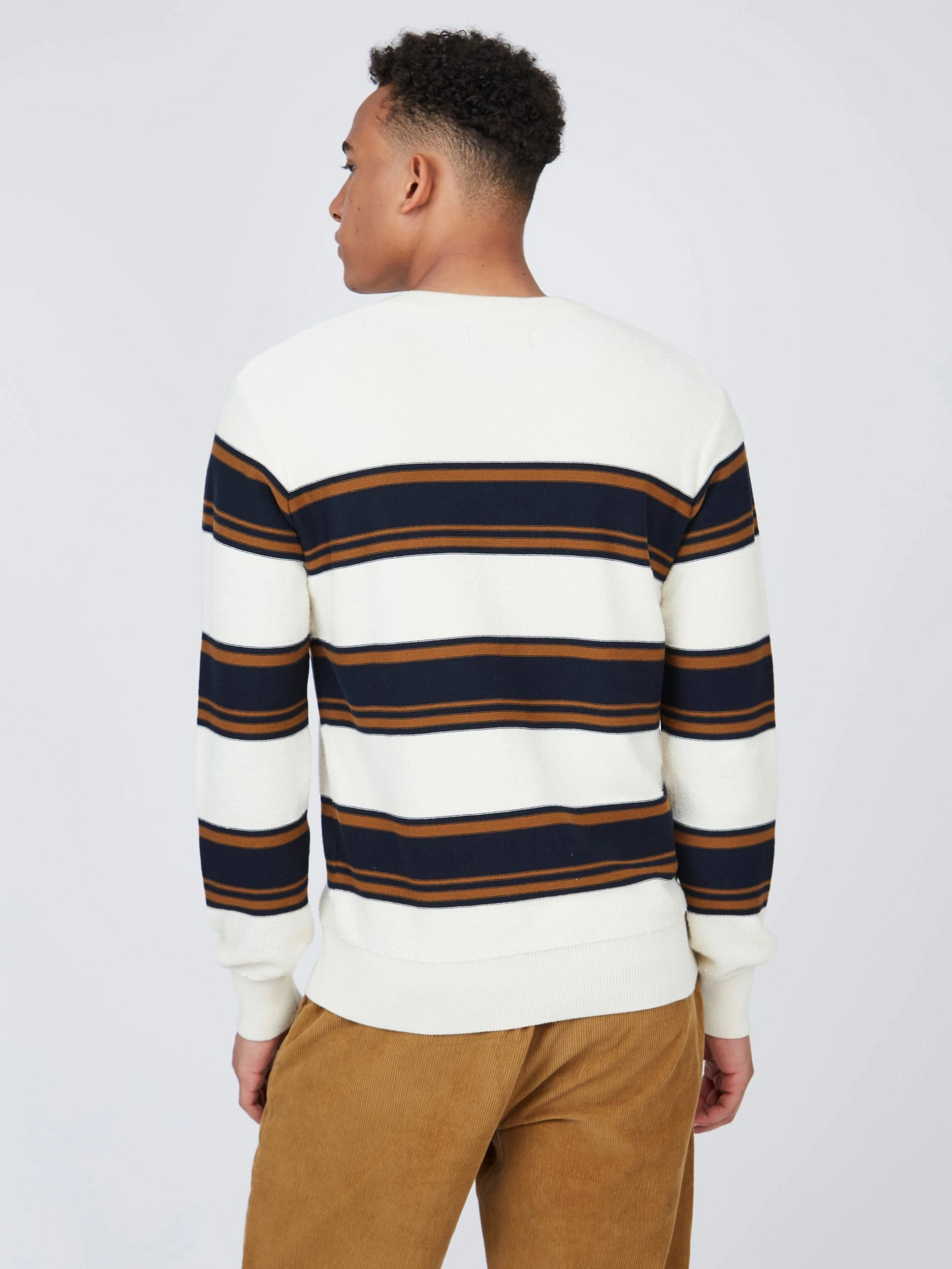 B By Ben Sherman Striped Chunky Knit Sweater - Ivory 4 B By Ben Sherman Striped Chunky Knit Sweater - Ivory - Image 4